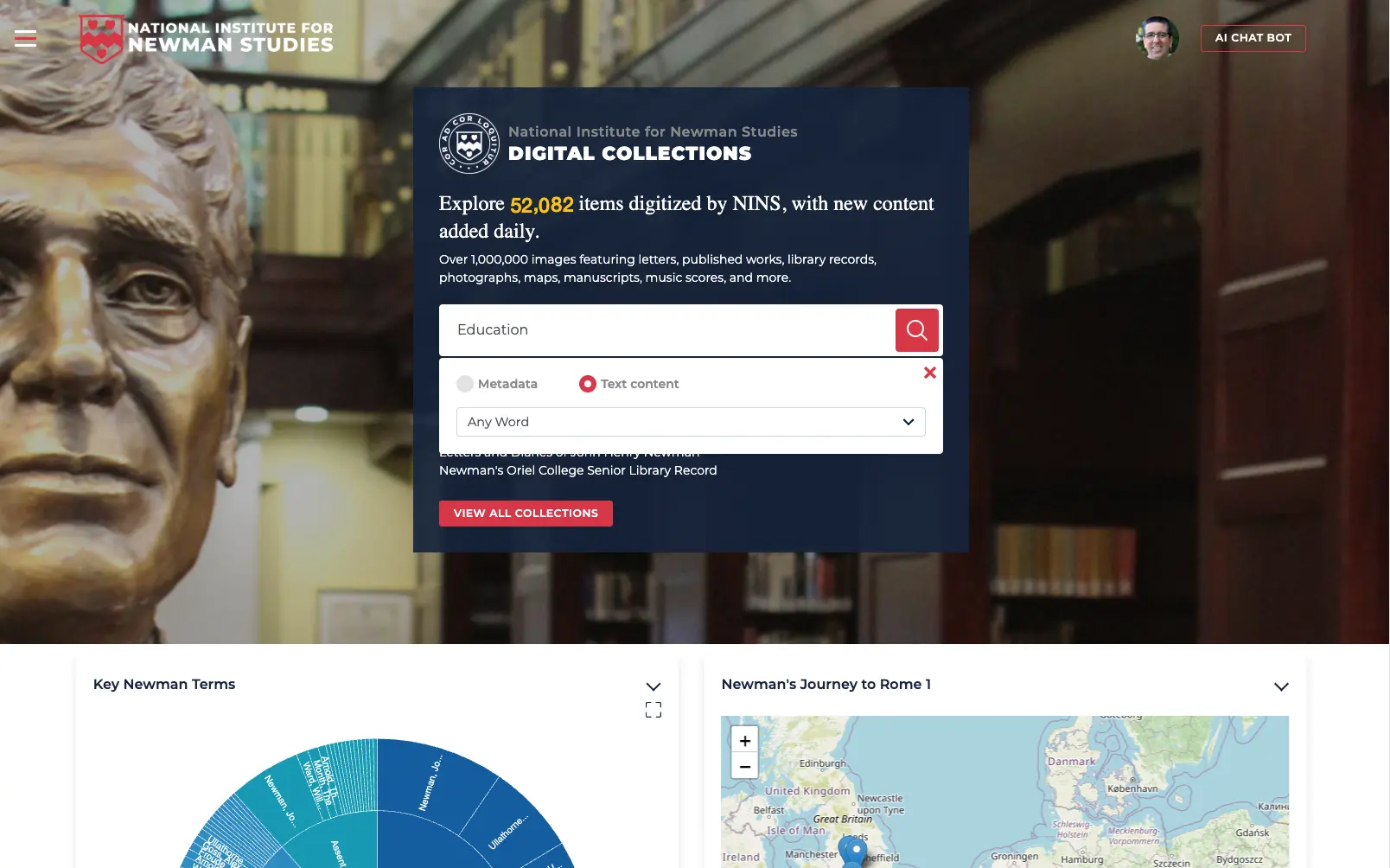 Homepage search interface